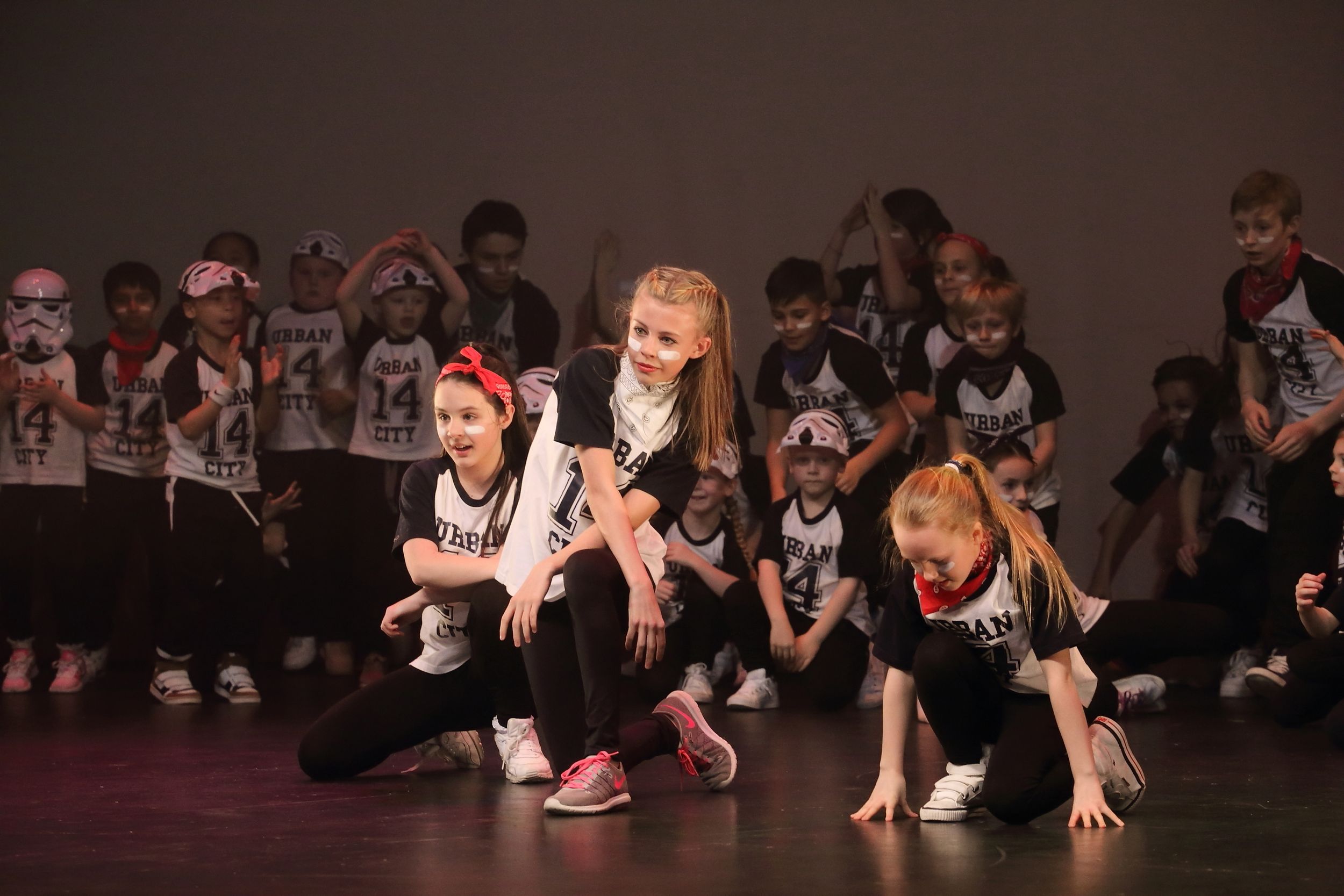 Street dance school performing on stage in crawley at the Hawth theatre